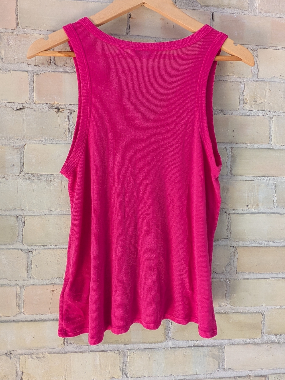 2 for $25 Reitmans Bright Pink Button-Front Knit Tank - Picture 2 of 4
